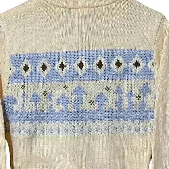 Acme de La Vie Sweater XS Ivory Nordic Bear Pattern Wool Blend Women’s NWT - Picture 5 of 9
